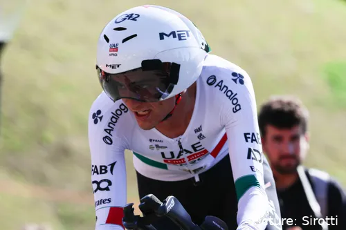 Isaac del Toro tijdens de tijdrit in de Ronde van Baskenland 2026