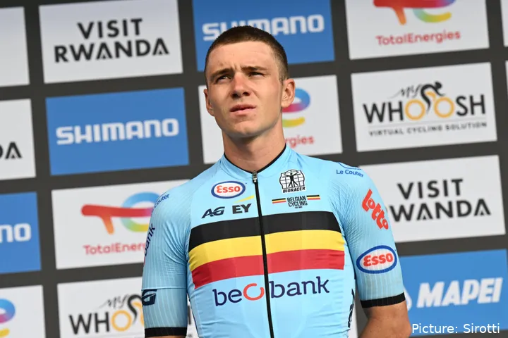 Remco Evenepoel, con el maillot de Bélgica