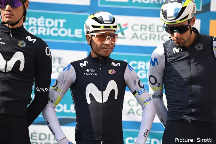 Nairo Quintana, con Movistar Team en la Tirreno Adriático 2026.