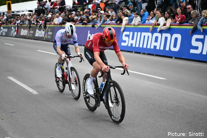 Mads Pedersen en acción en el Mundial de Montreal 2026