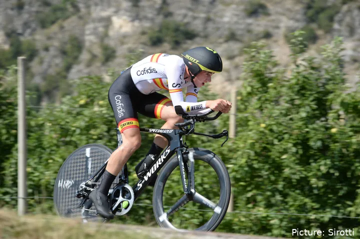 Haimar Etxeberria, in full flight during a time trial with the Spanish national team