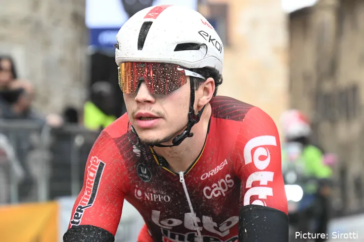 Arnaud de Lie during stage 2 of the 2026 Tirreno-Adriatico