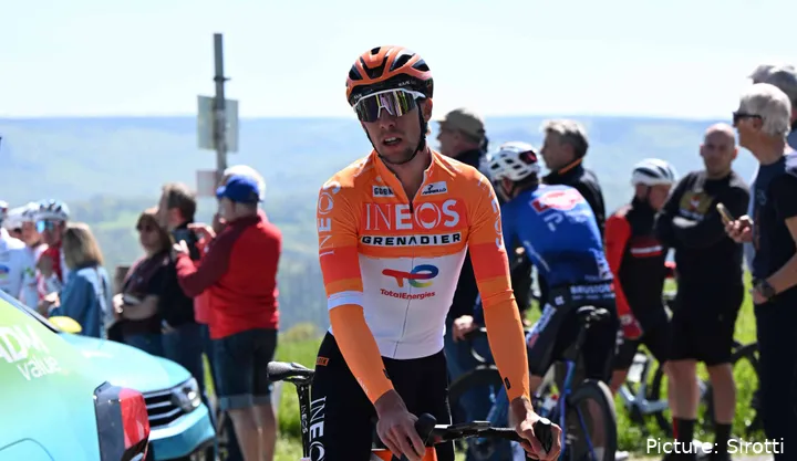Axel Laurance during recon for Liege-Bastogne-Liege 2026