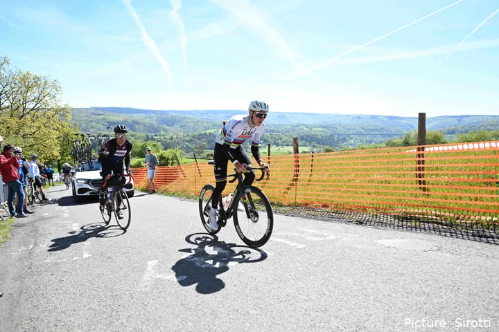 Tadej Pogacar during recon for Liege-Bastogne-Liege 2026
