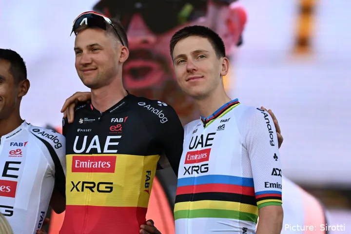 Tim Wellens and Tadej Pogacar at the 2026 Tour de Suisse
