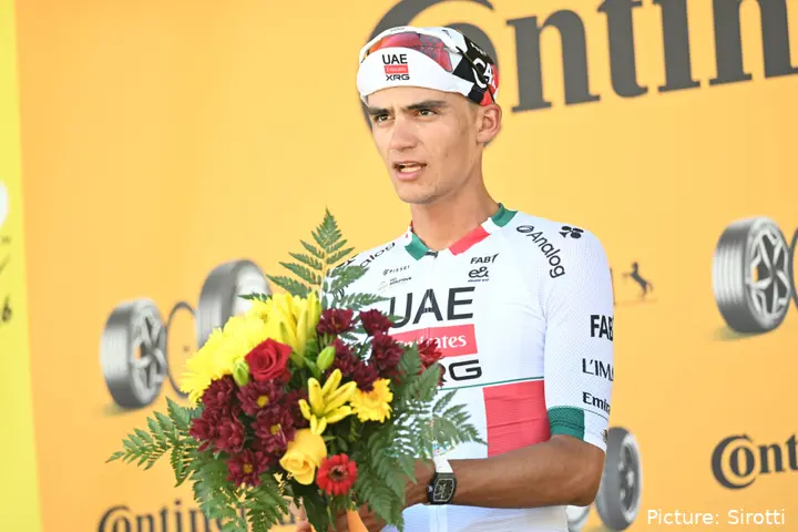 Isaac del Toro on stage 2 of the 2026 Tour de France