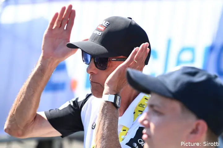 Mauro Gianetti on stage 2 of the 2026 Tour de France