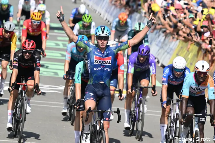 Tim Merlier on stage 8 of the 2026 Tour de France
