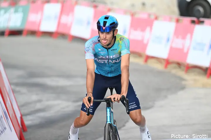 Alessandro Romele crosses the line on Stage 14 of the 2026 Vuelta a Espana