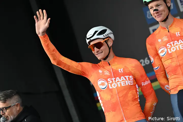 Mathieu van der Poel ahead of the men's elite road race at the 2026 Montreal World Championships