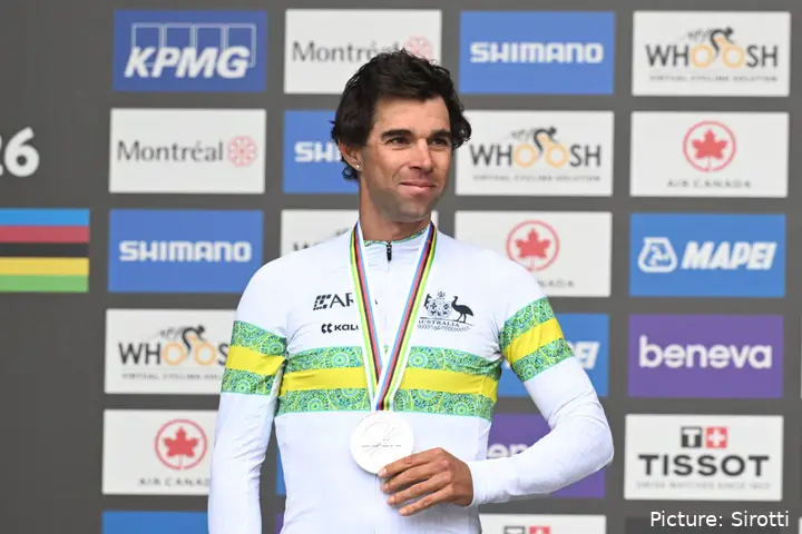 Michael Matthews on the podium of the 2026 Montreal World Championships