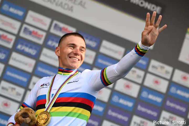 Remco Evenepoel won his 4th world time trial title in a row in Montreal