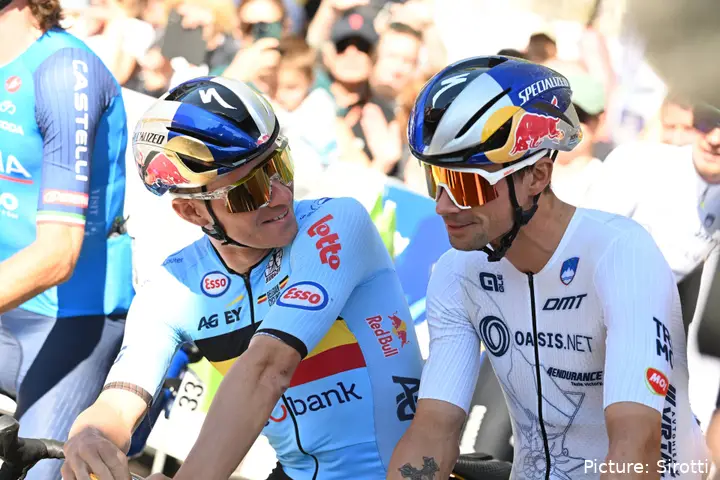 Remco Evenepoel and Primoz Roglic at the 2026 European Championships