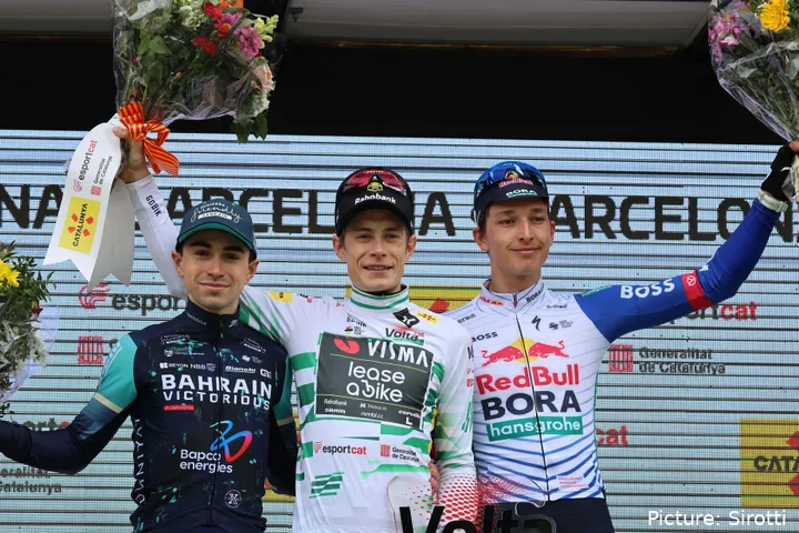 Vingegaard Lipowitz Martinez podium Volta a Catalunya
