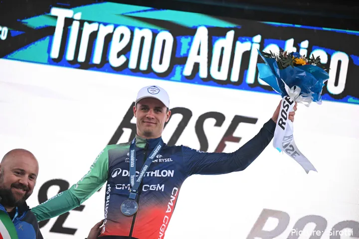 Tobias Lund Andresen tijdens etappe 3 van de Tirreno–Adriatico 2026
