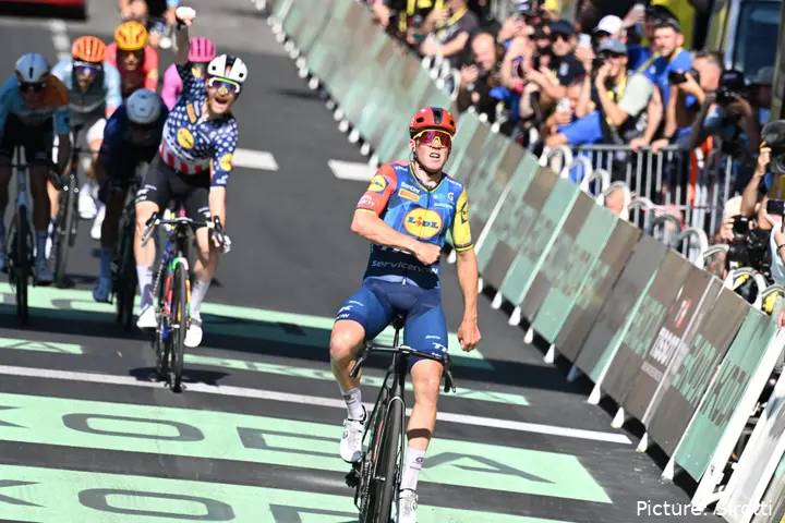 Mads Pedersen in etappe 4 van de Tour de France 2026