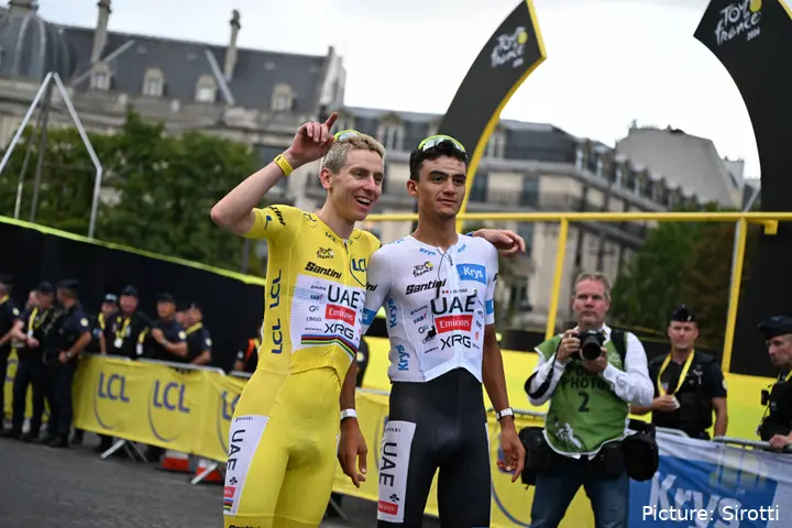 Tadej Pogacar en Isaac del Toro in de Tour de France 2026