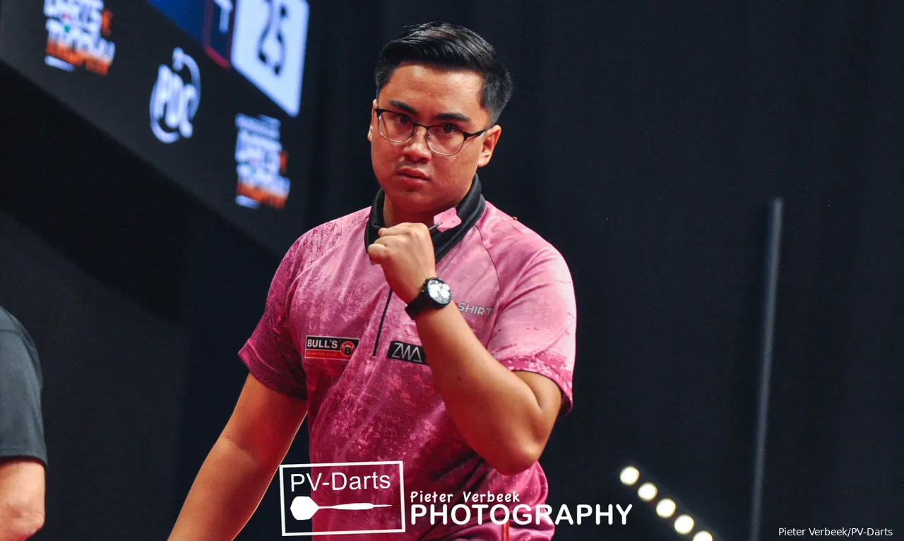 Rusty-Jake Rodriguez is in good position to capture a PDC Tour Card