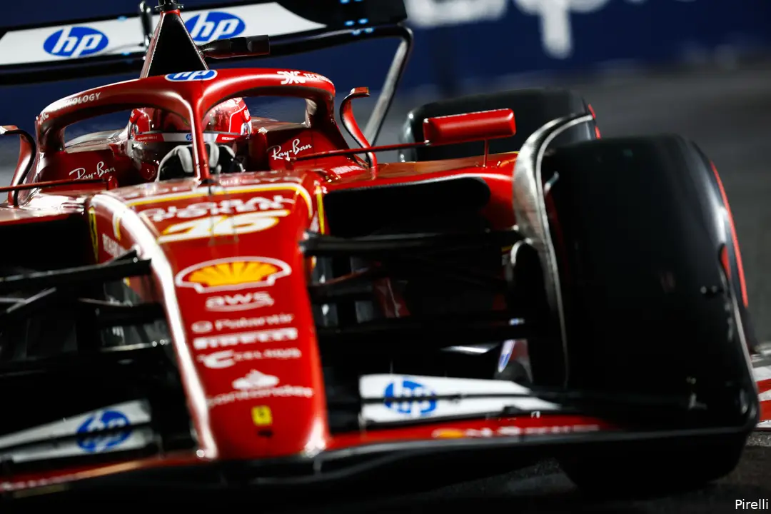 <i>Leclerc had het zwaar in de eerste stint.</i>