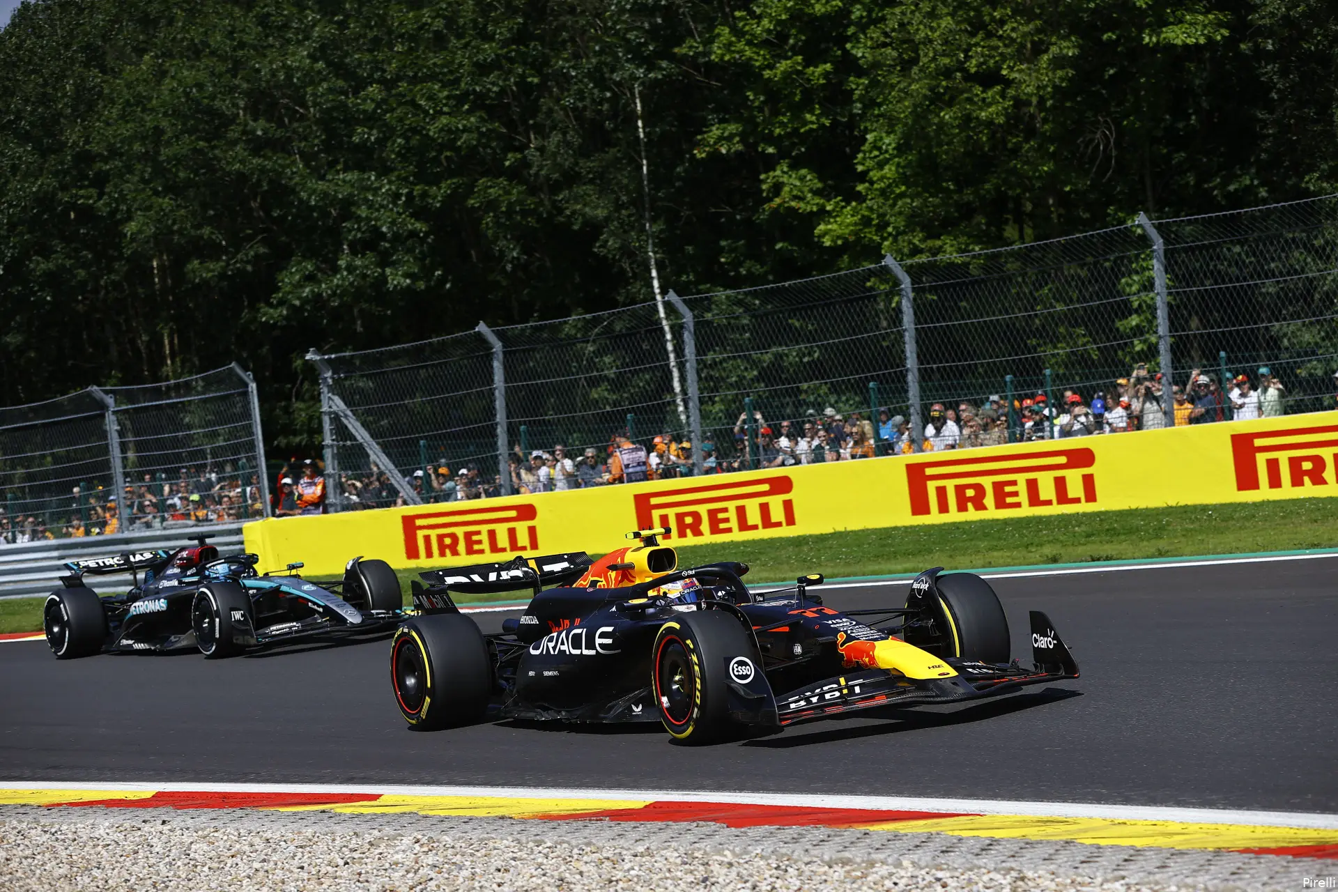 red bull racing mercedes george russell max verstappen sergio perez