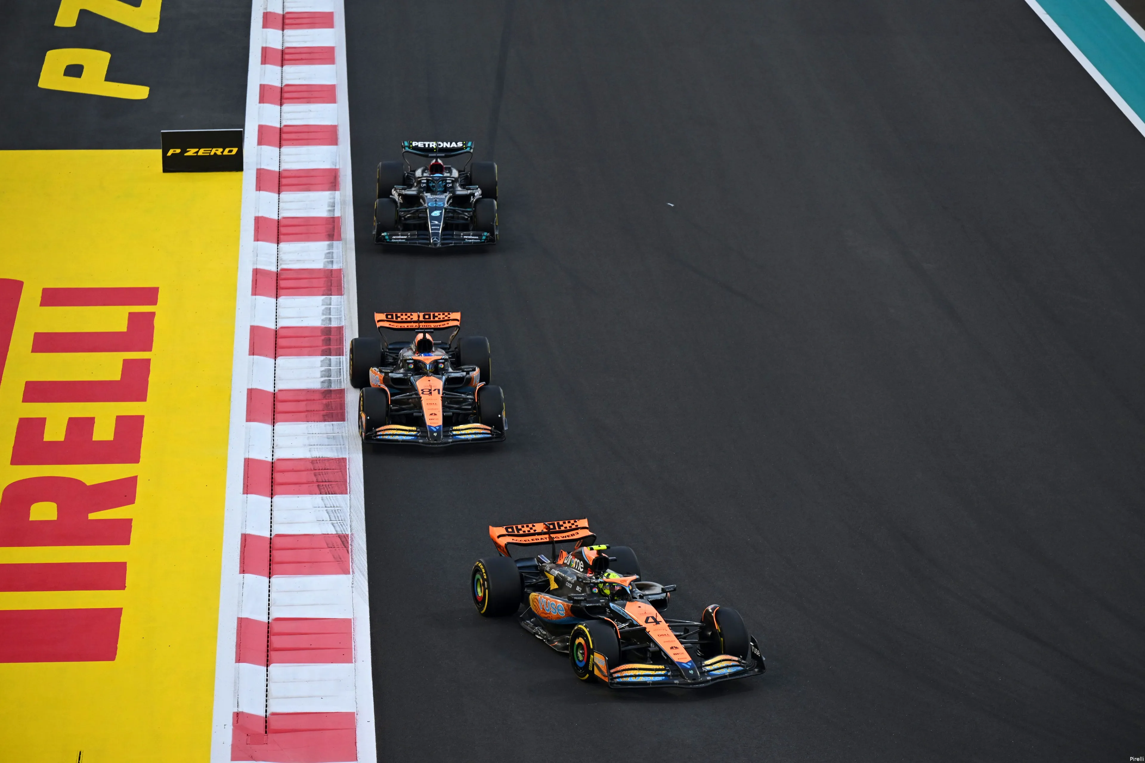 mclaren abu dhabi lando norris oscar piastri george russell sunday yasmarina 2023