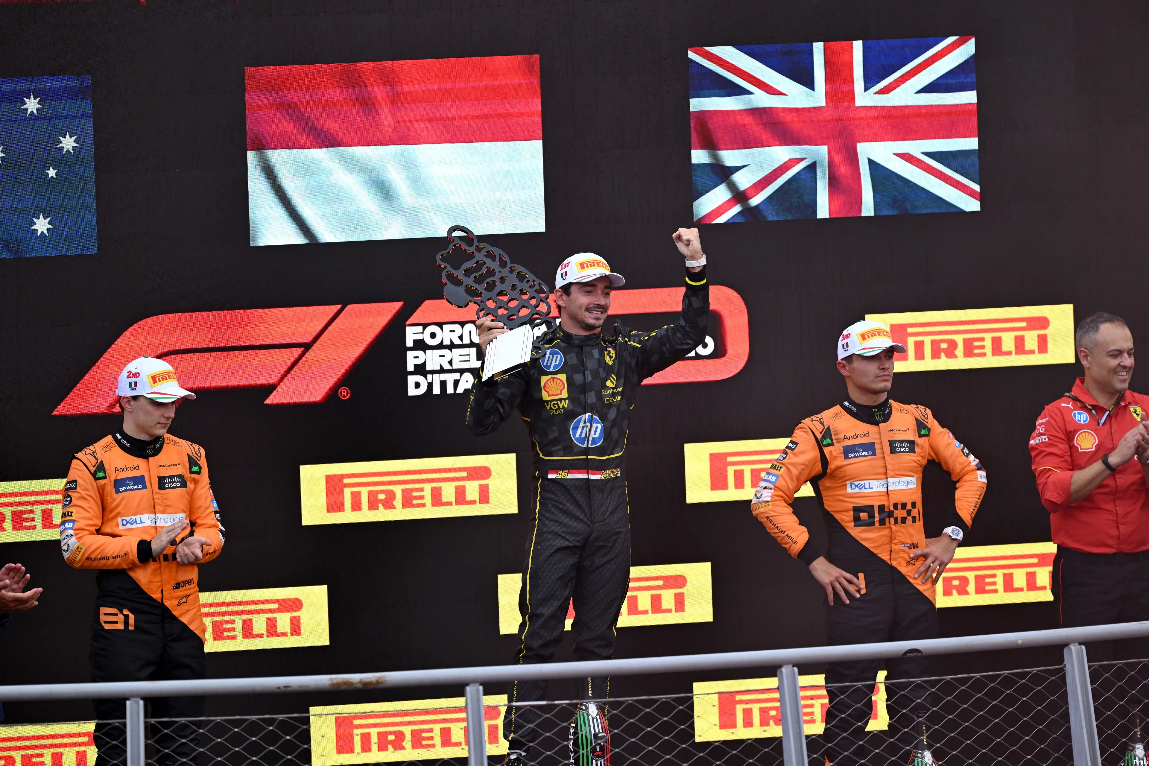 podium charles leclerc oscar piastri lando norris 32 sunday monza 202436 sunday monza 2024