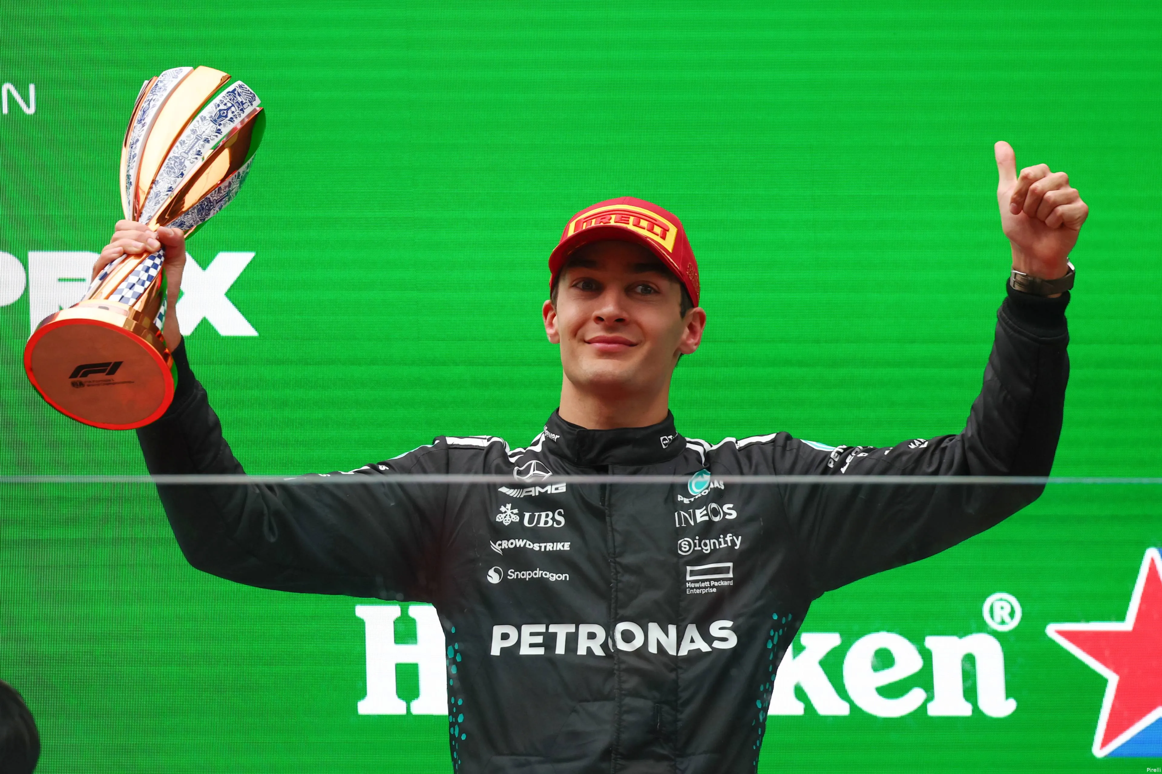 pirelli geroge russell mercedes zondag gp china 2025