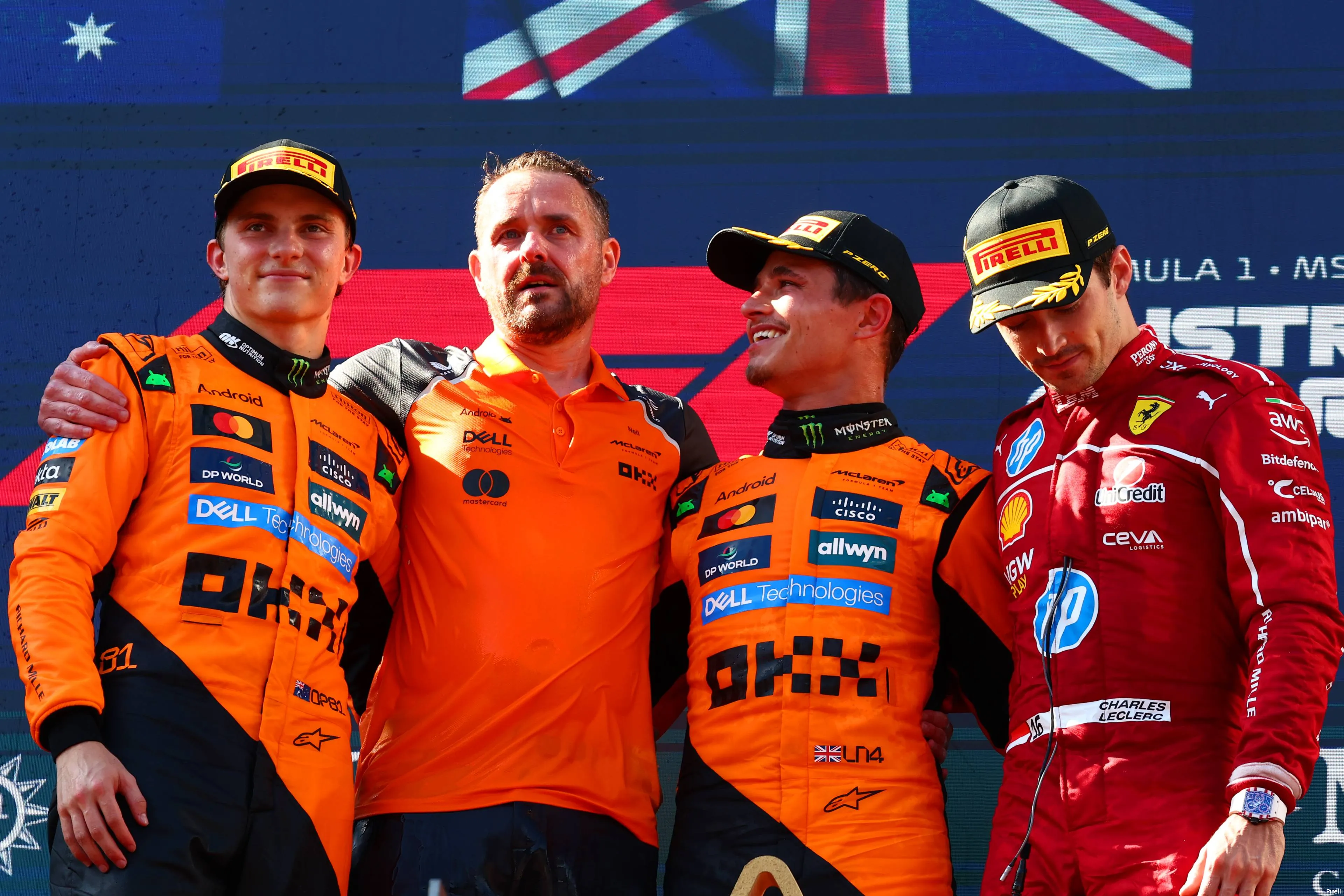 podium lando norris oscar piastri charles leclerc 37 sunday spielberg 2025