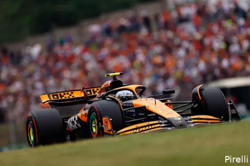 Lando Noris tijdens de kwalificatie voor de Grand Prix van Hongarije, 2024.