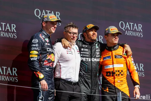 podium max verstappen lewis hamilton lando norris peter bono bonnington 10 sunday silverstone 2024