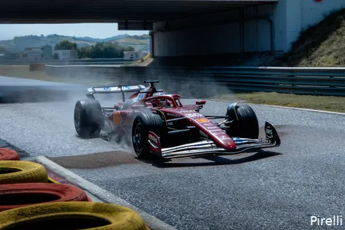 Leclerc werk bandentest af voor Pirelli.