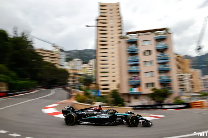 george russell monaco mercedes friday montecarlo 2024