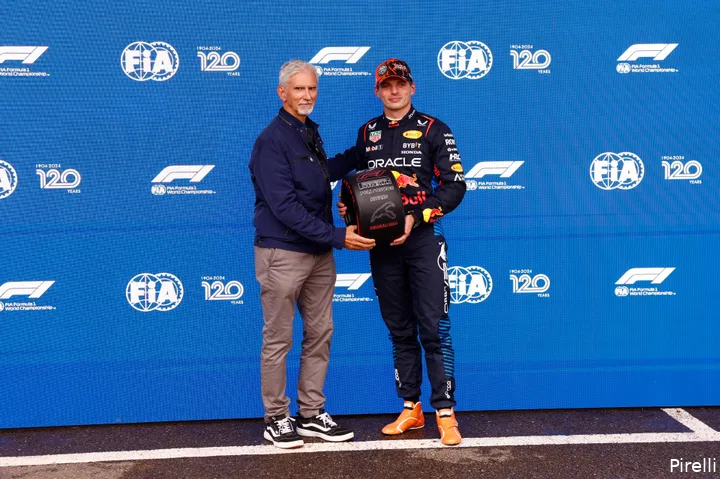 Damon Hill samen met Max Verstappen.