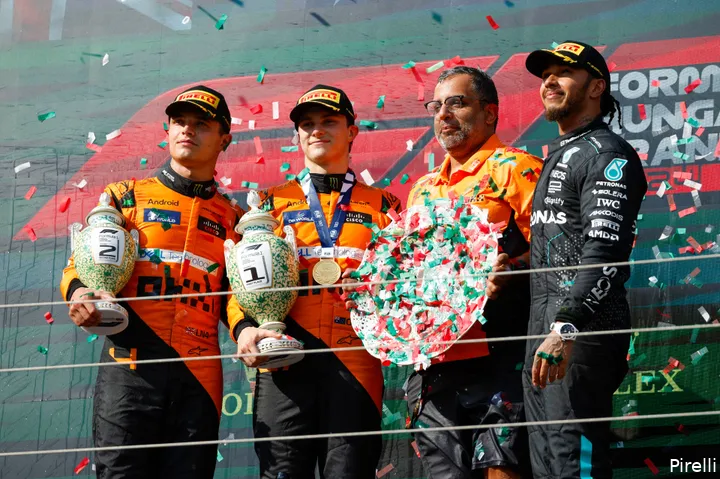 mclaren podium beker piastri norris hongarije