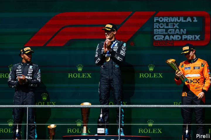 <i>Drie coureurs met Mercedes-motor in de top drie, net als in Hongarije.</i>