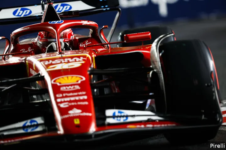 <i>Leclerc had het zwaar in de eerste stint.</i>