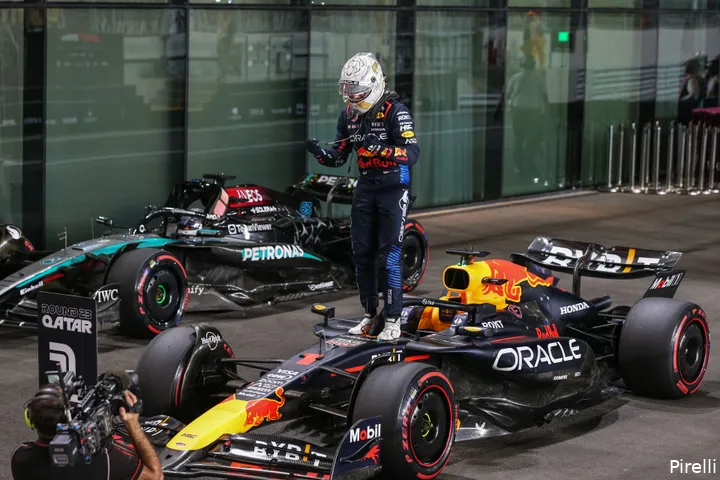 <i>Verstappen denkt de poleposition te pakken in Qatar.</i>