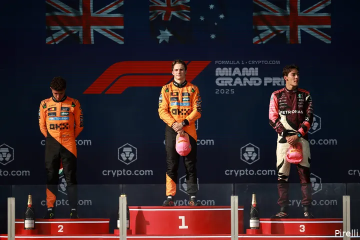 <i>Russell staat voor de vierde keer dit seizoen op het podium.</i>