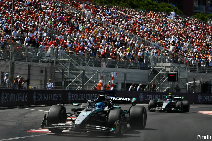 pirelli mercedes george russell gp monaco 2025 zondag