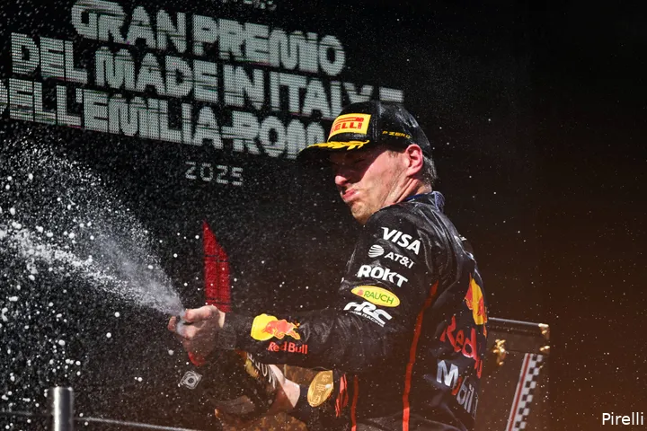 pirelli red bull racing max verstappen podium gp emilia romagna imola 2025 zondag