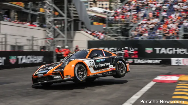 Van Eijndhoven gaf zijn bolide flink de sporen. (Foto: Porsche Newsroom).