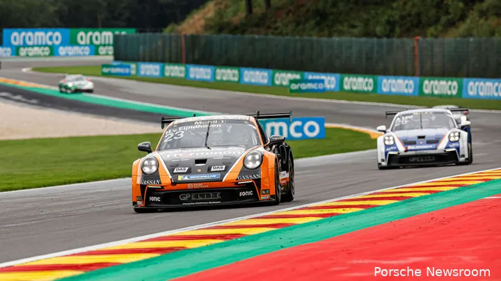 Van Eijndhoven vertrok als een GPElite-raket uit de startblokken op zondag in Spa. (Foto: Porsche Newsroom).