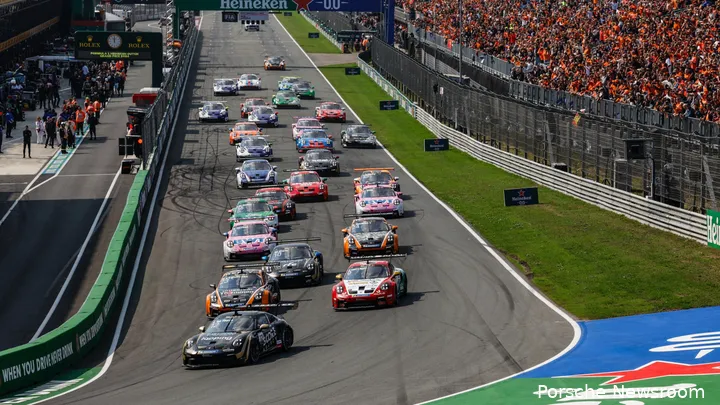 Het moment waarop Van Lagen zijn kans al zag en later ook pakte. (Foto: Porsche Newsroom)