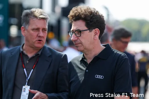 <i>Audi-CEO Gernot Döllner en Chief Operating and Technical Officer Mattia Binotto in Italië.</i>