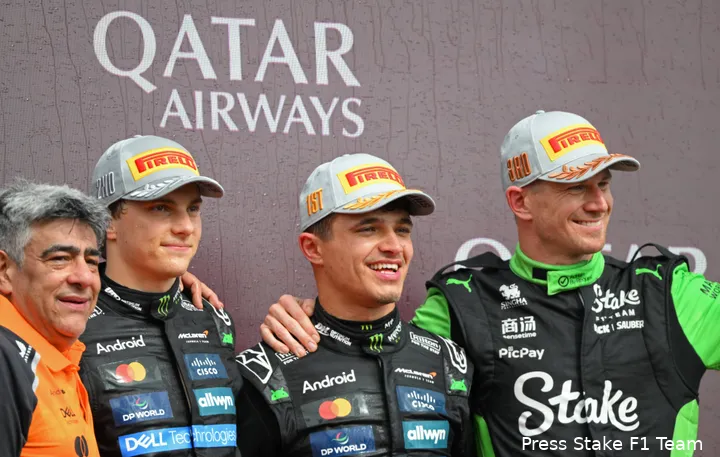 nico hulkenberg stake sauber mclaren oscar piastri lando norris gp groot brittannie 2025 podium 3