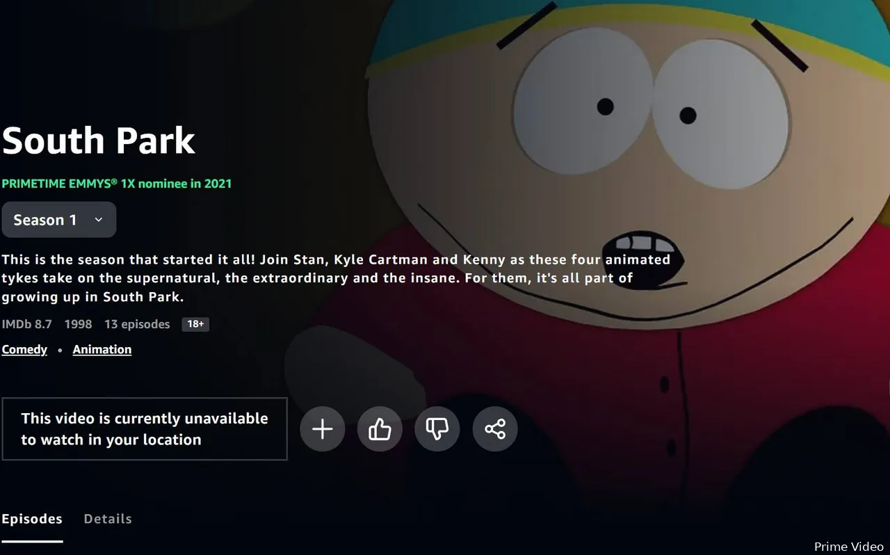 South Park is niet meer beschikbaar op Prime Video.