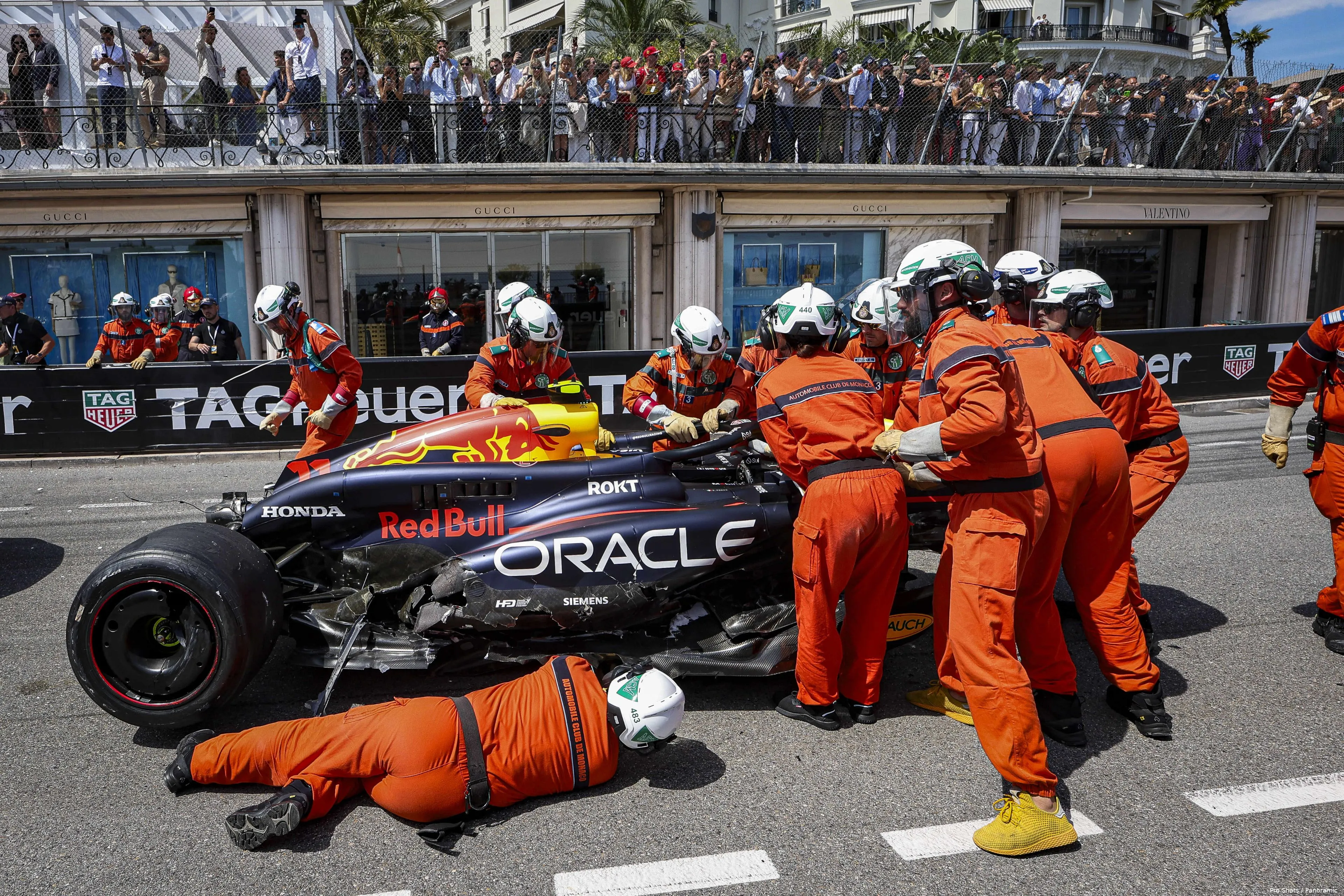 sergio perez red bull racing crash monaco 2024