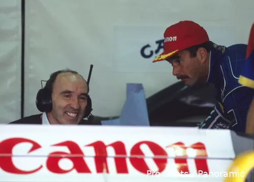 <i>Frank Williams en Nigel Mansell in 1992, toen het team met Windsor als teammanager domineerde.</i>