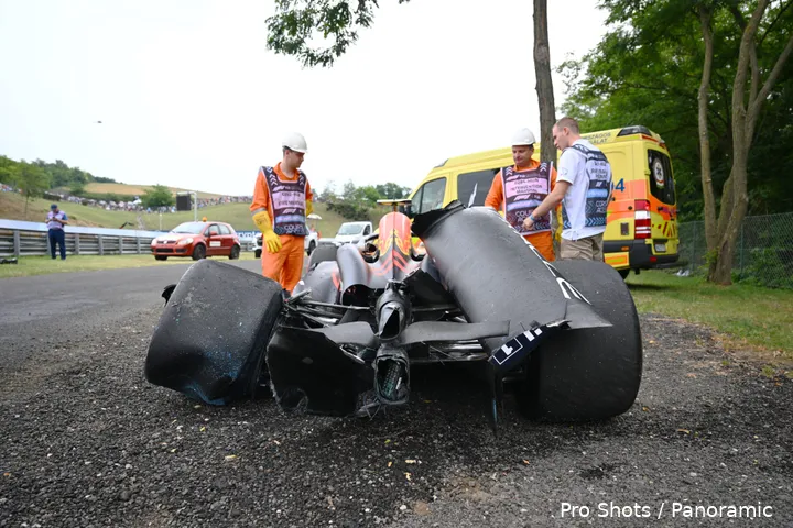 <i>De auto van Sergio Pérez in Hongarije.</i>