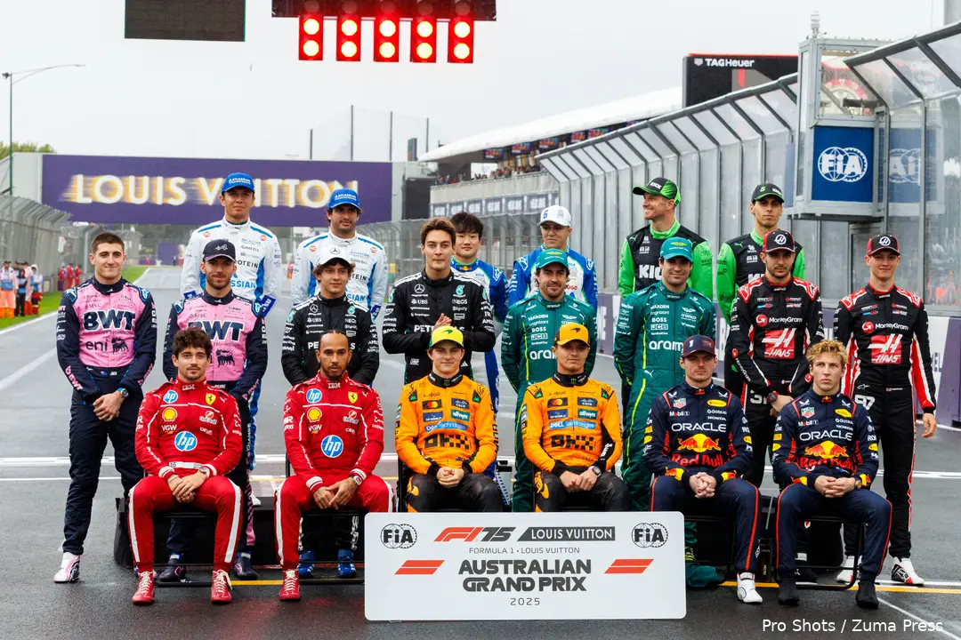 klas 2025 coureurs foto max verstappen lewis hamilton liam lawson charles leclerc lando norris oscar piastri andrea kimi antonelli george russell fernando alonso lance stroll alex albon pierre gasly gabriel bortoleto 2025 6